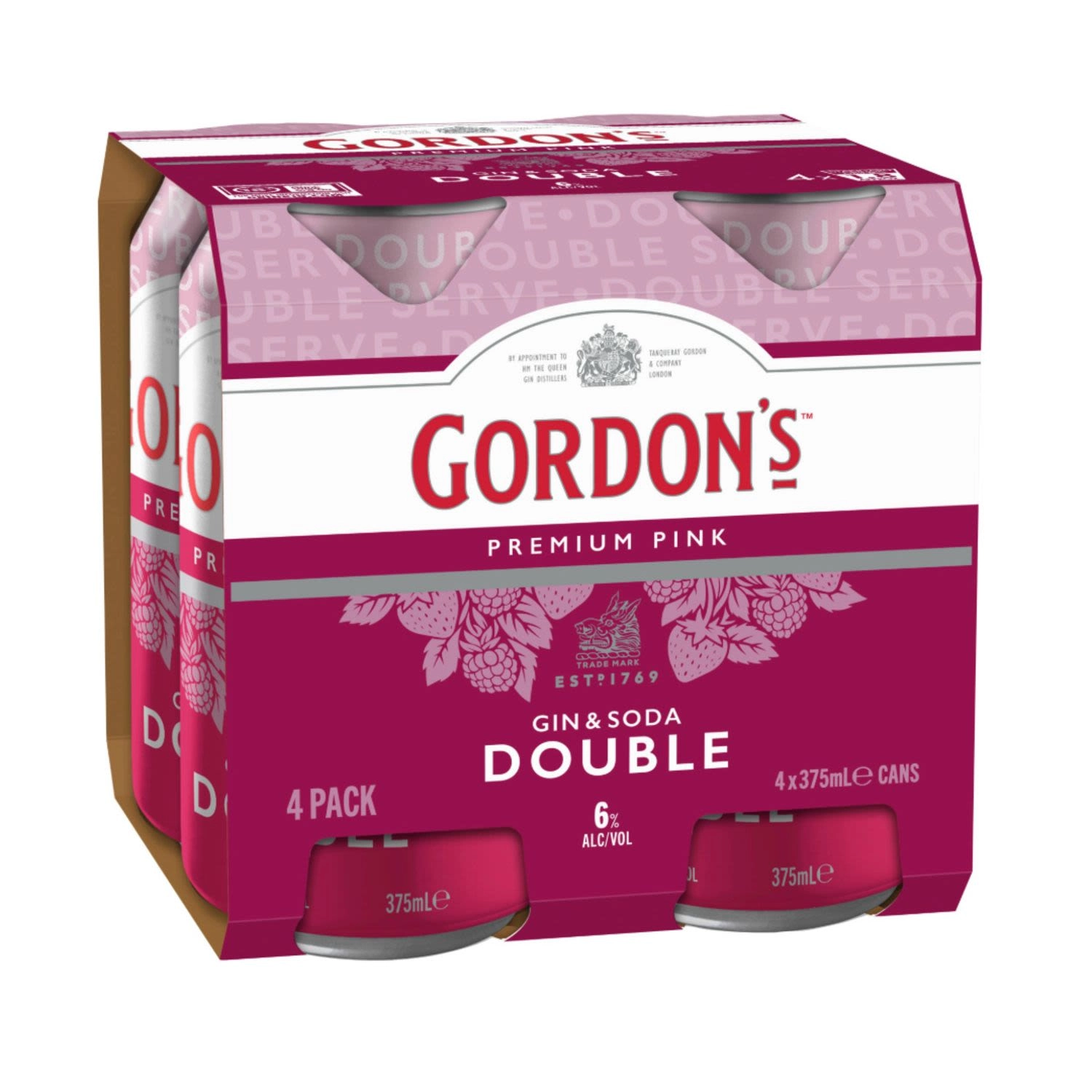 Gordon’s Premium Pink Gin & Soda 6% Double Premix Cans 375ml