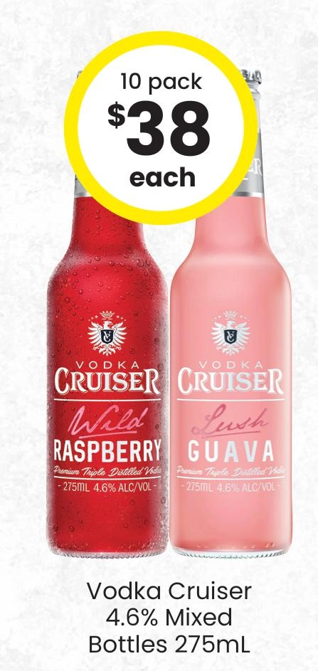 Vodka Cruiser 4.6% Mixed Bottles 275ml