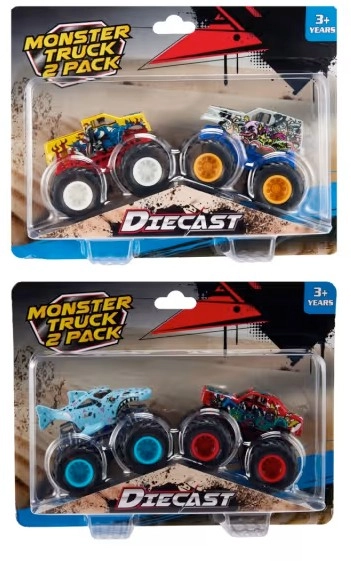 2 Pack Diecast Monster Trucks - Assorted