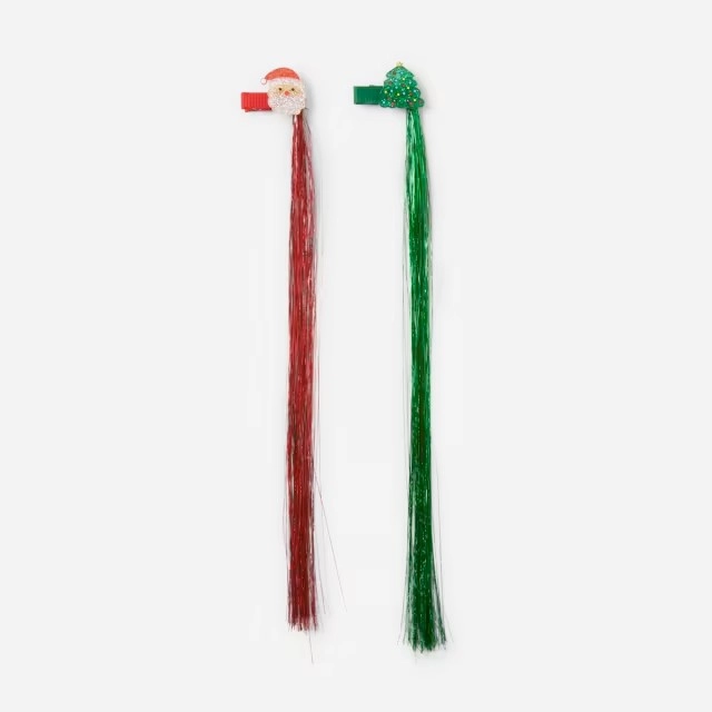 2 Pack Green and Red Christmas Hair Extension Clips