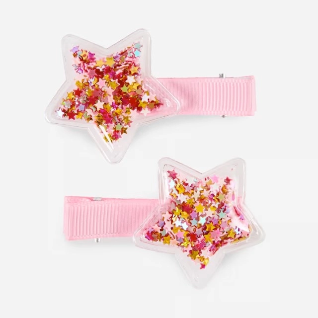 2 Pack Pink Stars Christmas Shaker Clips