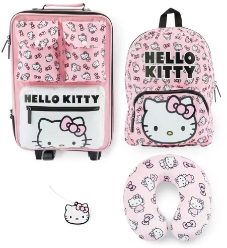 4 Piece Hello Kitty Soft Case Travel Luggage Set - Pink