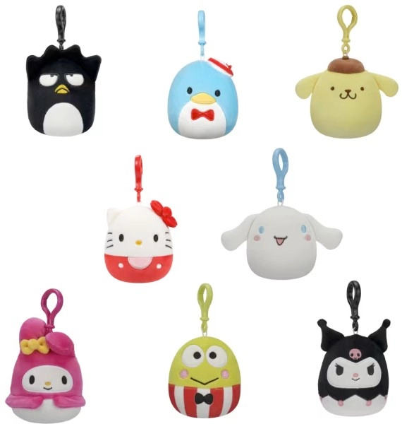 9cm The Original Squishmallows Sanrio Clip Plush Toy - Assorted