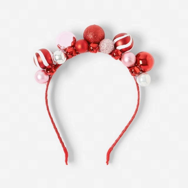 Christmas Bauble Headband - Red, White, Pink and Silver Tone