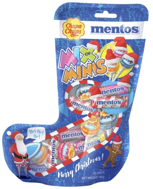 Chupa Chups Mix of Mini Mentos Christmas Stocking 160g