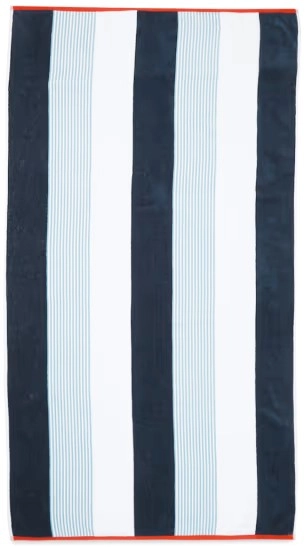 Cotton Velour Beach Towel - Blue Stripe