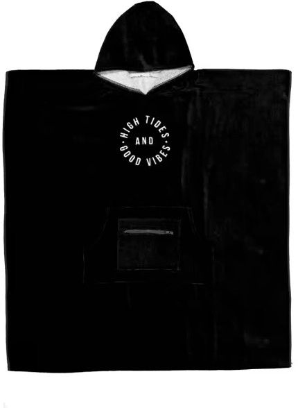 Cotton Velour Hooded Beach Towel - Black