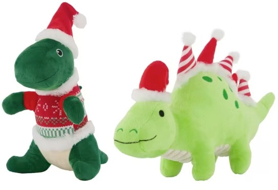 Pet Toy Plush Christmas Dinosaur - Assorted