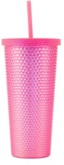 Pink Textured Smoothie Tumbler