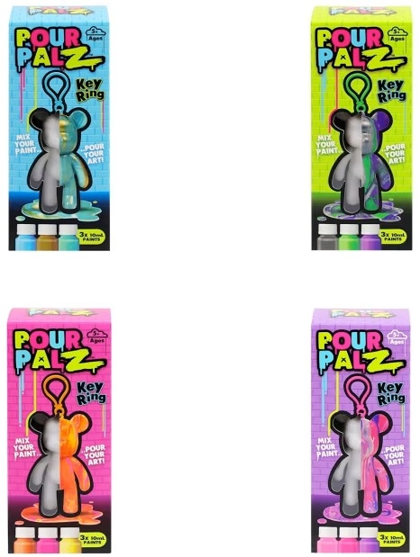 PourPalZ Paint Pouring Art Bear Keyring - Assorted