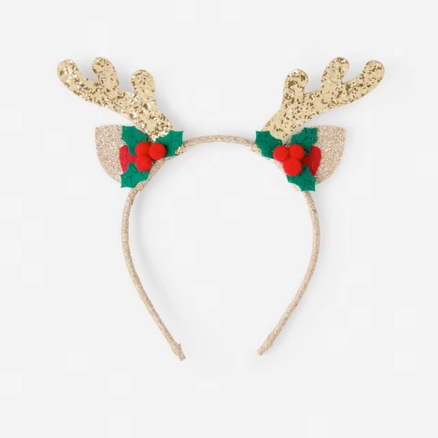 Reindeer Christmas Headband - Gold Tone