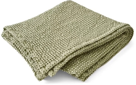 Stonewashed Cotton Waffle Throw - Fern