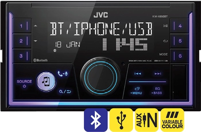 JVC Double DIN Digital Media Player with Bluetooth®