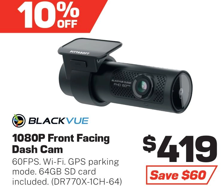 BlackVue Dash Cam 1080P Front Facing 64GB SD Card - DR770X-1CH-64