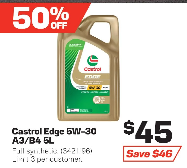 Castrol EDGE Synthetic 5W-30 Engine Oil 5L - 3421196