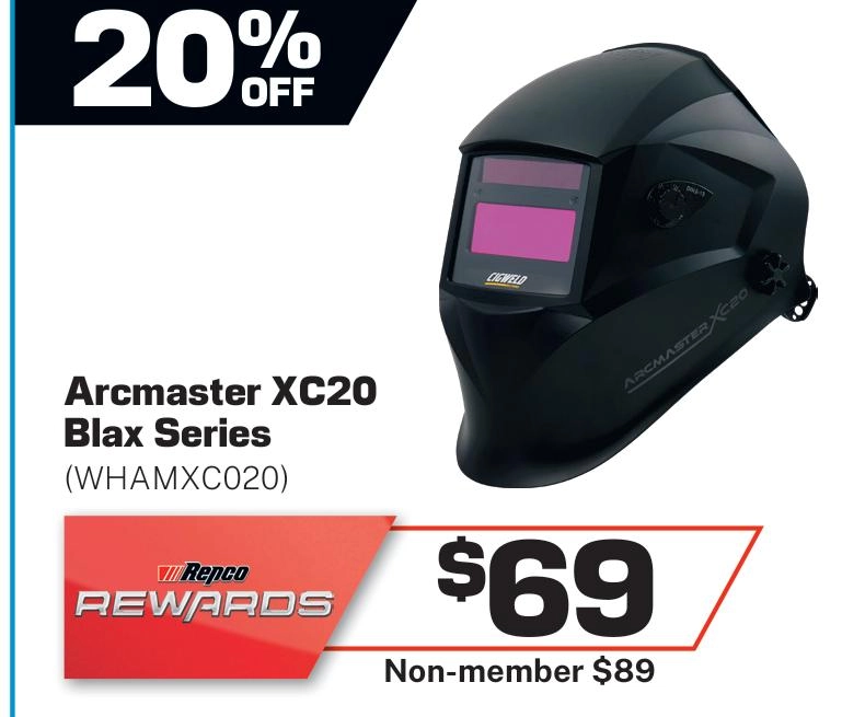 Cigweld Arcmaster Welding Helmet XC20 Blax Series - WHAMXC020