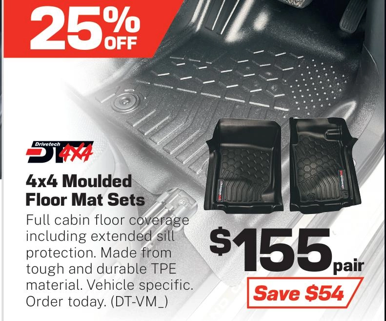 Drivetech 4x4 Moulded Floor Mat Sets