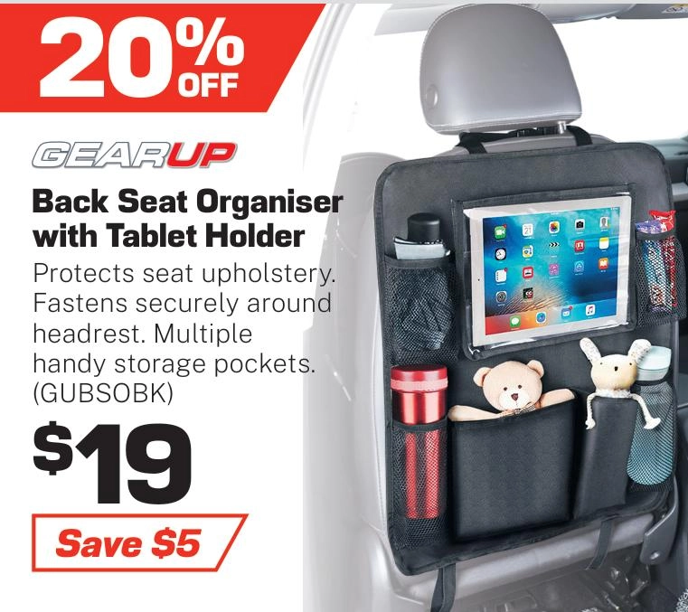 Gear Up Backseat Organiser with Tablet Holder