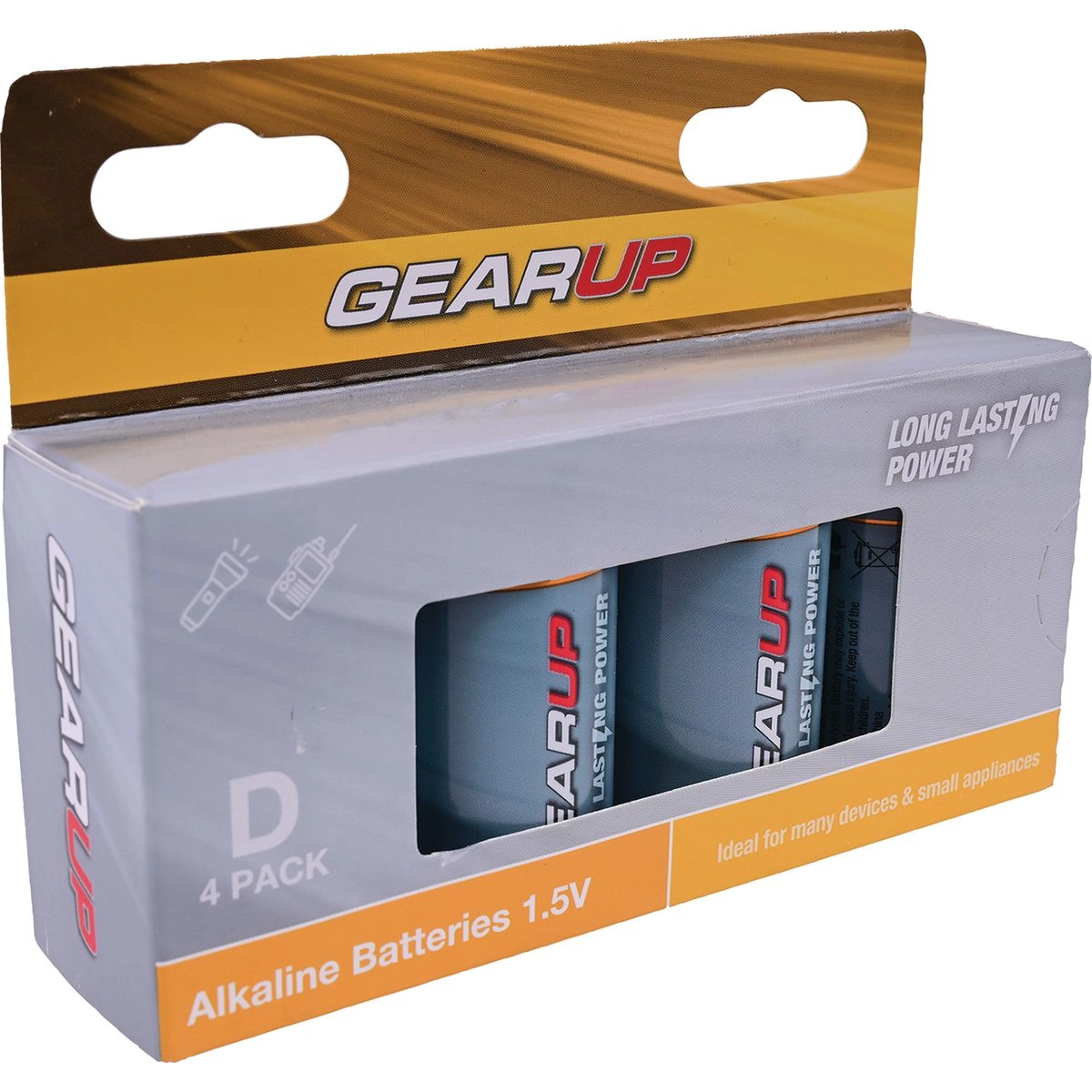 GearUp Alkaline D Size Batteries 4pcs - GUD-4