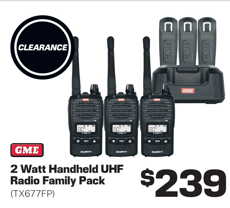 GME 2 Watt Handheld UHF Radio Family Pack - TX677FP