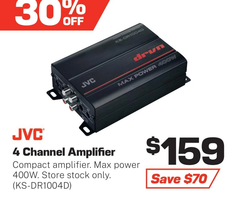 JVC Compact 4 Channel Amplifier - KS-DR1004D