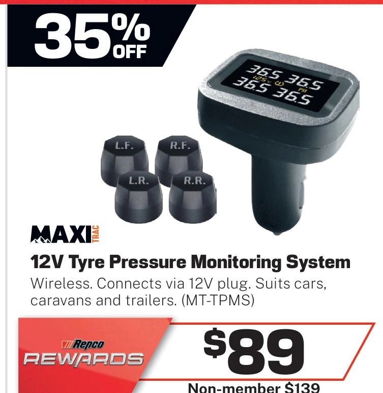 MaxiTrac 12v Tyre Pressure Monitoring System