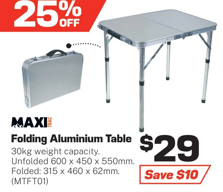 MaxiTrac Folding Aluminium Table