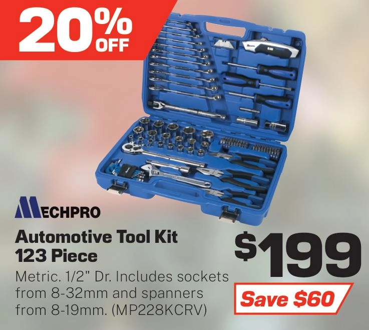 Mechpro 123 Piece Automotive Tool Kit - MP228KCRV