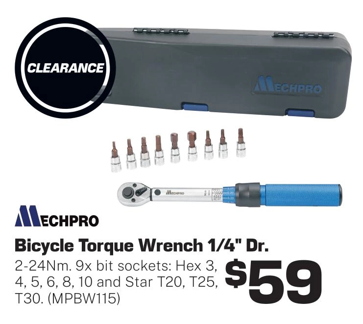 Mechpro Bicycle Torque Wrench 2-24Nm 1/4in Drive - MPBW115