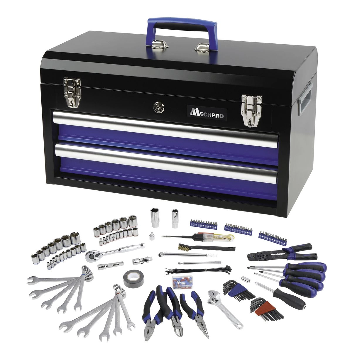 Mechpro Blue 156 Piece Tool Kit with 2 Drawer Chest - MP216KCRV