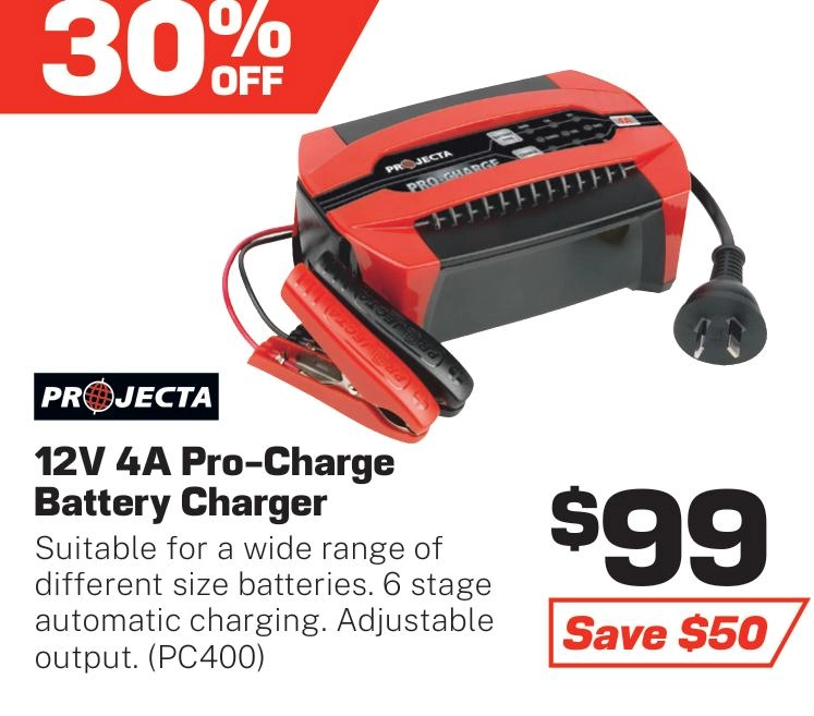 Projecta Pro-Charge Battery Charger 12v 4 Amp 6 Stage - PC400