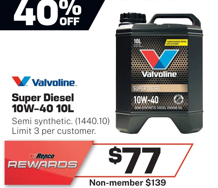 Valvoline Super Diesel 10W-40 Semi Synthetic Engine Oil 10L - 1440.10