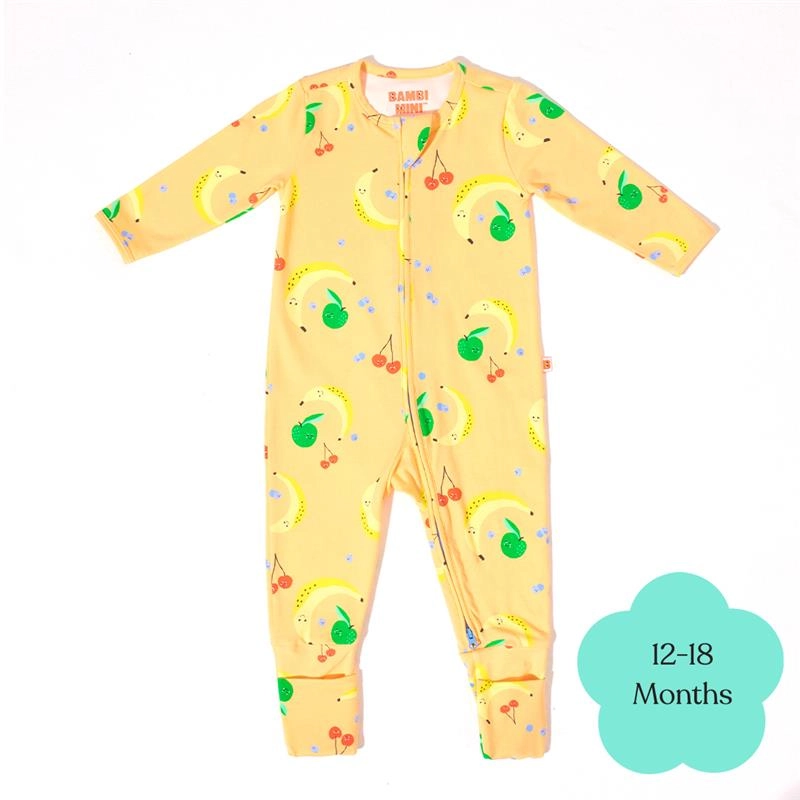 Bambi Mini Co. Wrigglesuit Unisex Orange Fruit Salad 12-18 months