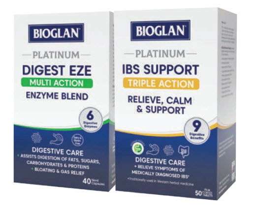 Bioglan Platinum Digest Eze 40 Capsules or IBS Support 50 Tablets