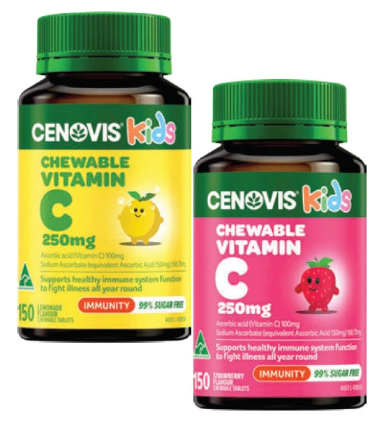 Cenovis Kids Chewable Vitamin C 250mg Lemonade or Strawberry 150 Tablets