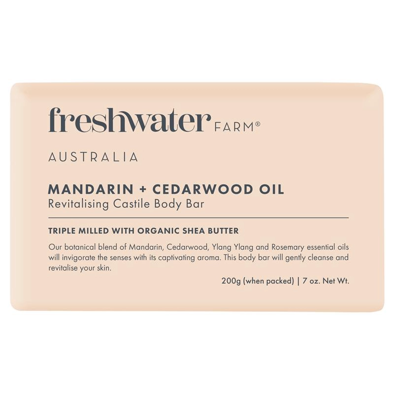 Freshwater Farm Australia Mandarin + Cedarwood Oil Revitalising Body Bar 200g