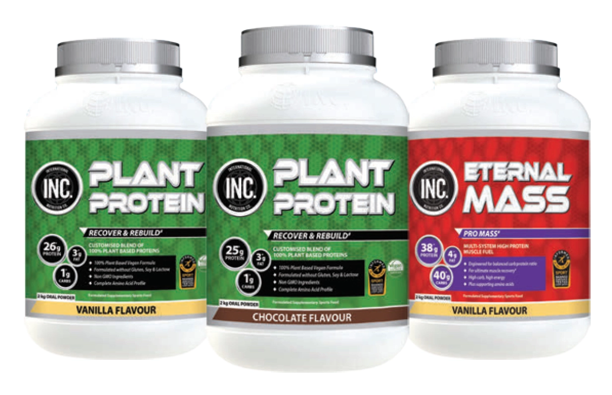 INC. Plant Protein or Eternal Mass Vanilla 2kg Powder Assorted Variants