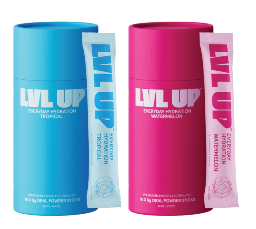 LVL UP Everyday Hydration Tropical or Watermelon 10 x 6g Oral Powder Sticks