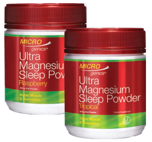 Microgenics Ultra Magnesium Sleep Powder 250g Tropical or Raspberry Flavour