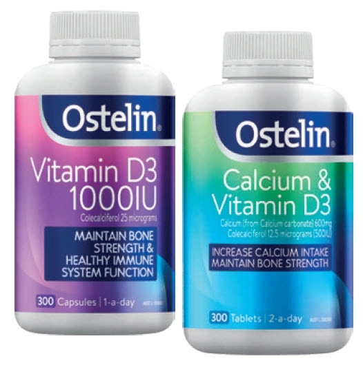 Ostelin Vitamin D3 1000IU 300 Capsules or Calcium & Vitamin D3 300 Tablets