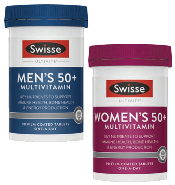 Swisse Ultivite Men’s or Women’s 50+ Multivitamin 90 Tablets