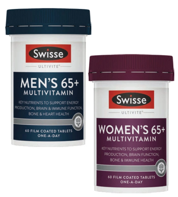 Swisse Ultivite Men’s or Women’s 65+ Multivitamin 60 Tablets