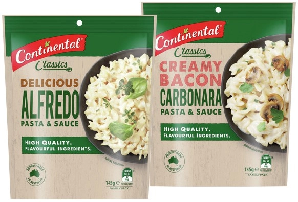 Continental Pasta & Sauce Family Pack 145-170g or Creamy Cheesy Mash 110g Selected Varieties