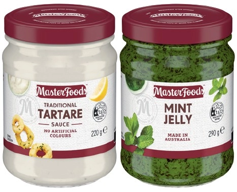 MasterFoods Mint Jelly 290g, Tartare Sauce 220g or Seafood Cocktail 260g