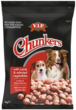 V.I.P. Chunkers Fresh Dog Food 1kg Selected Varieties (from the Meat Dept)