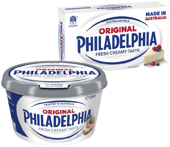 Philadelphia Cream Cheese Block or Spreadable Tub 250g Selected Varieties