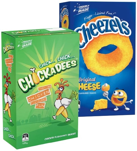 Cheezels 110‑125g or Chickadees 125g Box Selected Varieties