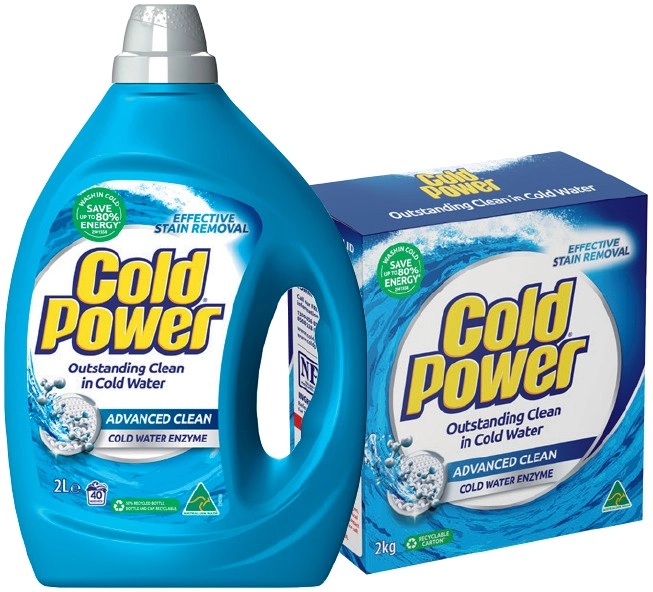 Cold Power Laundry Powder 2kg, Liquid 2 Litre or Capsules 26 Pack Selected Varieties