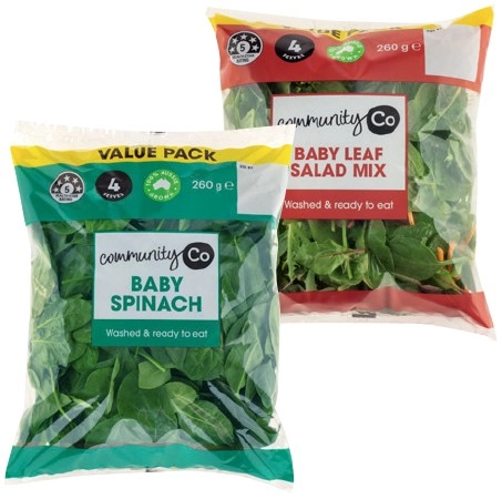 Community Co Baby Leaf Mix or Big Bag Spinach 260g