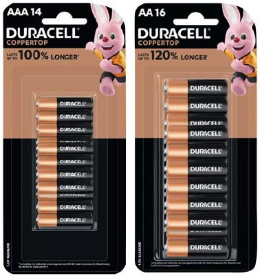 Duracell Coppertop Batteries AAA 14 Pack or AA 16 Pack